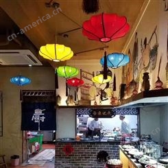 中国风古典宫灯中式布飞碟灯现代创意火锅茶楼饭店灯具红灯笼吊灯